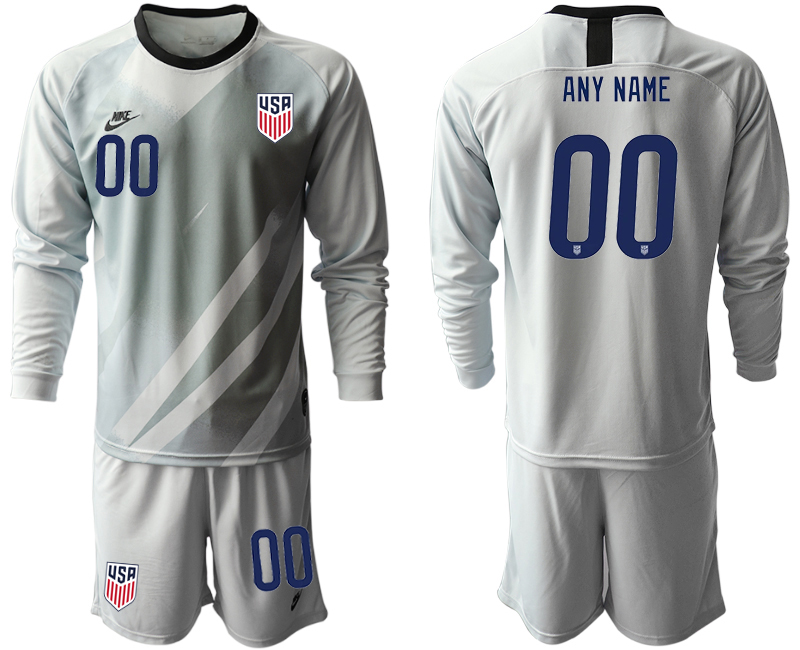 Men 2020-2021 Season National team United States goalkeeper Long sleeve grey customized Soccer Jersey